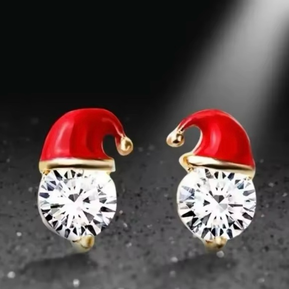 Crystal Santa Hat Earrings - Picture 2 of 2